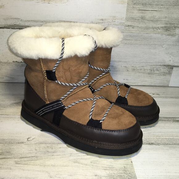 Emu Australia Blurred Sheepskin Boot Womens 10 Chestnut Brown Fuzzy Furry Warm - Picture 1 of 11